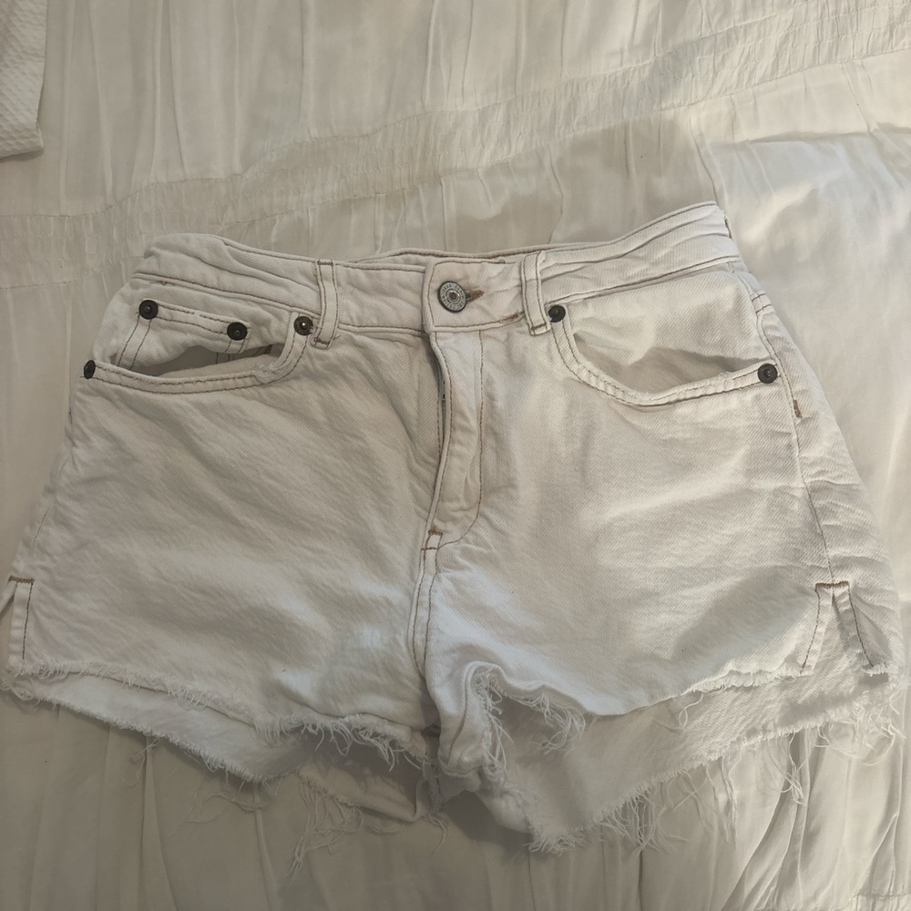 Kids White Denim Shorts